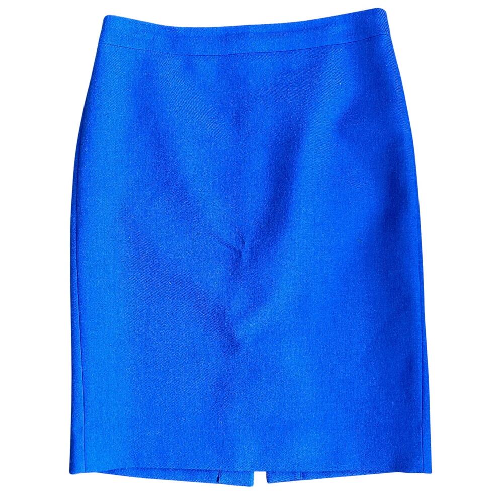 J. Crew No. 2 100% Wool Pencil Skirt Size 4 Royal Blue - Picture 1 of 5